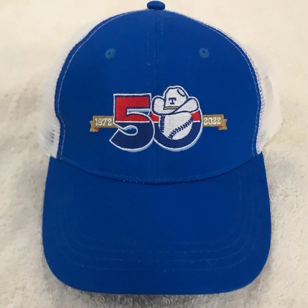 Idegy's Texas Rangers 50th Anniversary Adjustable Blue & White Baseball Cap